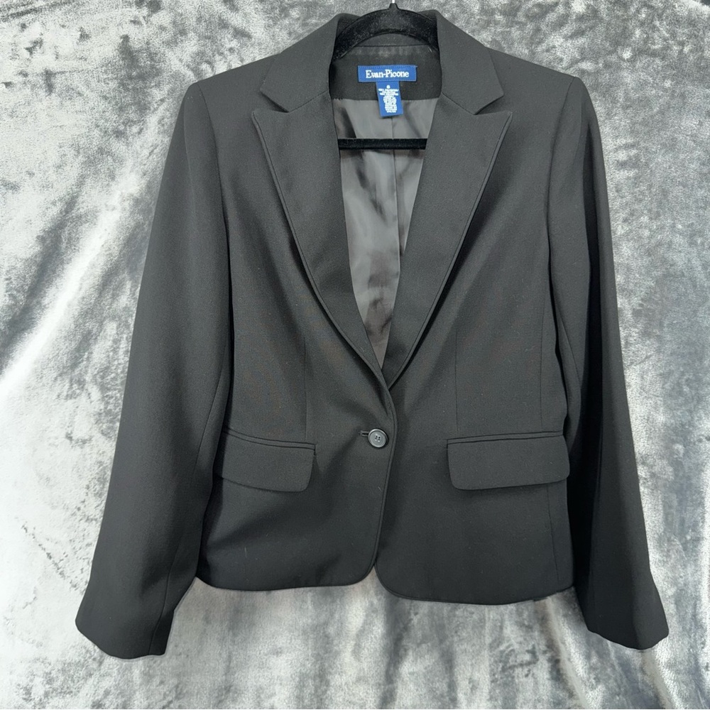 Evan Picone Classic Black Blazer Business Suit Separate, Button Detail Size 6